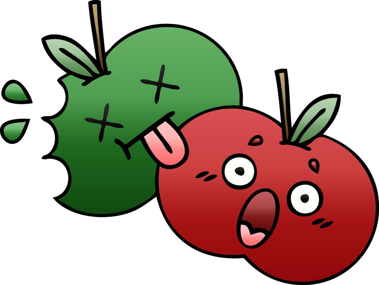 manzana jugosa de dibujos animados sombreado degradado vector