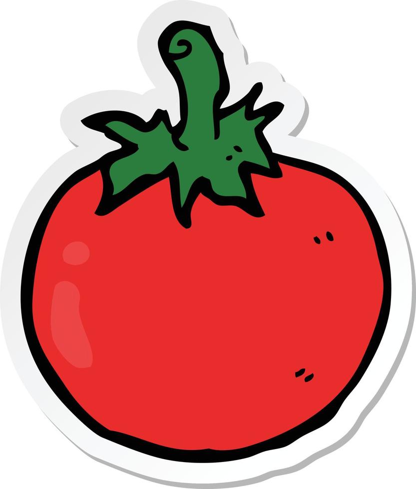 sticker of a cartoon tomato vector