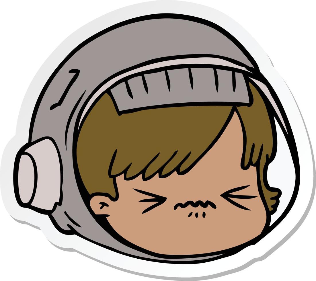 sticker of a cartoon stressed astronaut face vector
