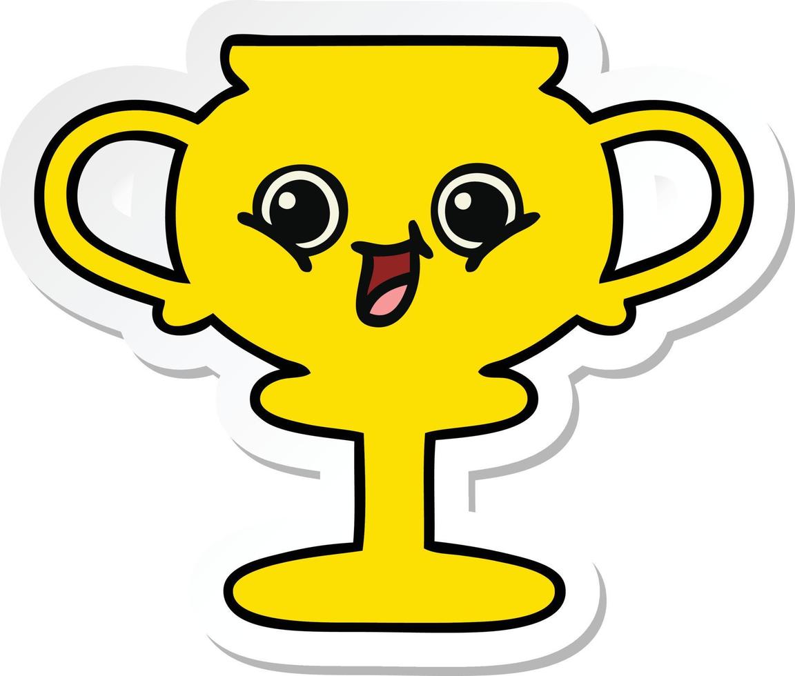 sticker of a cute cartoon trophy vector