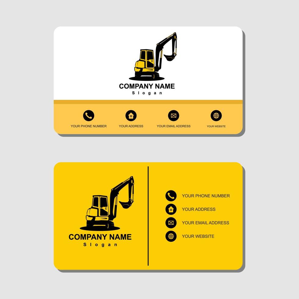 logotipo de excavadora y plantilla de vector de tarjeta de visita