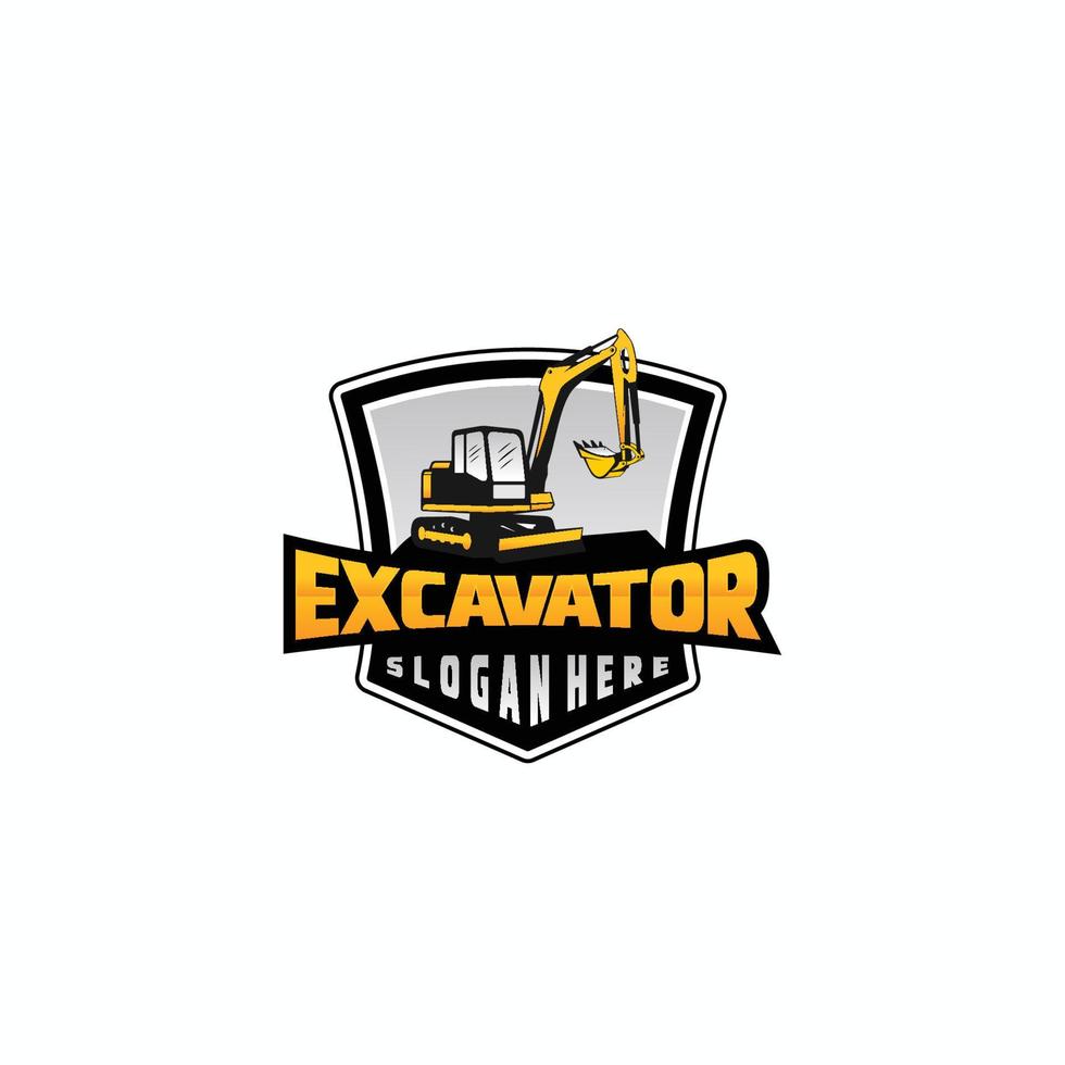 Excavator logo template, heavy equipment for construction logo vector