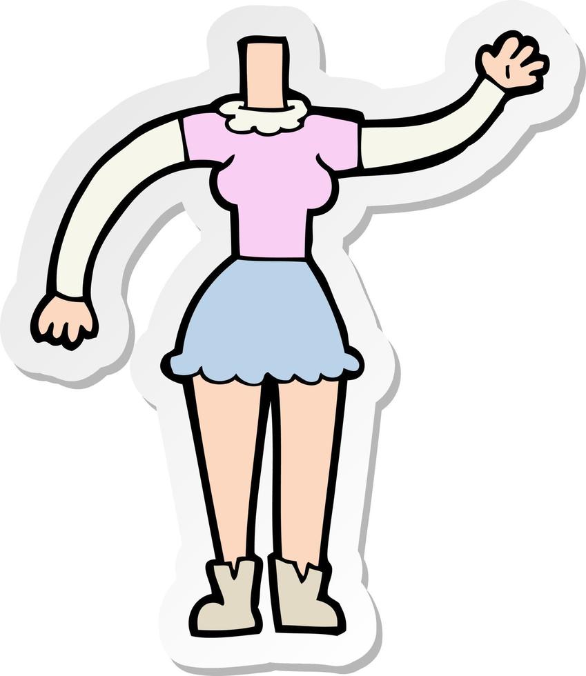 pegatina de un cuerpo femenino de dibujos animados vector