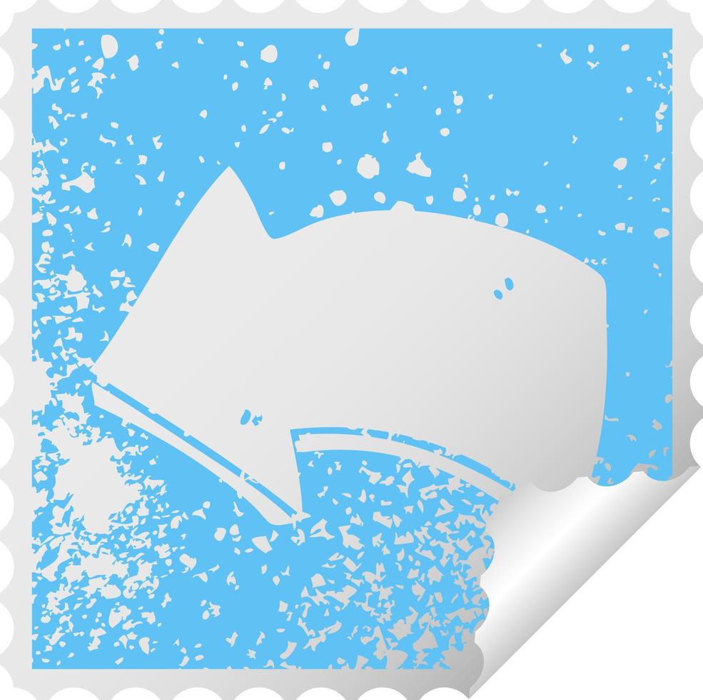 quirky distressed square peeling sticker symbol arrow vector