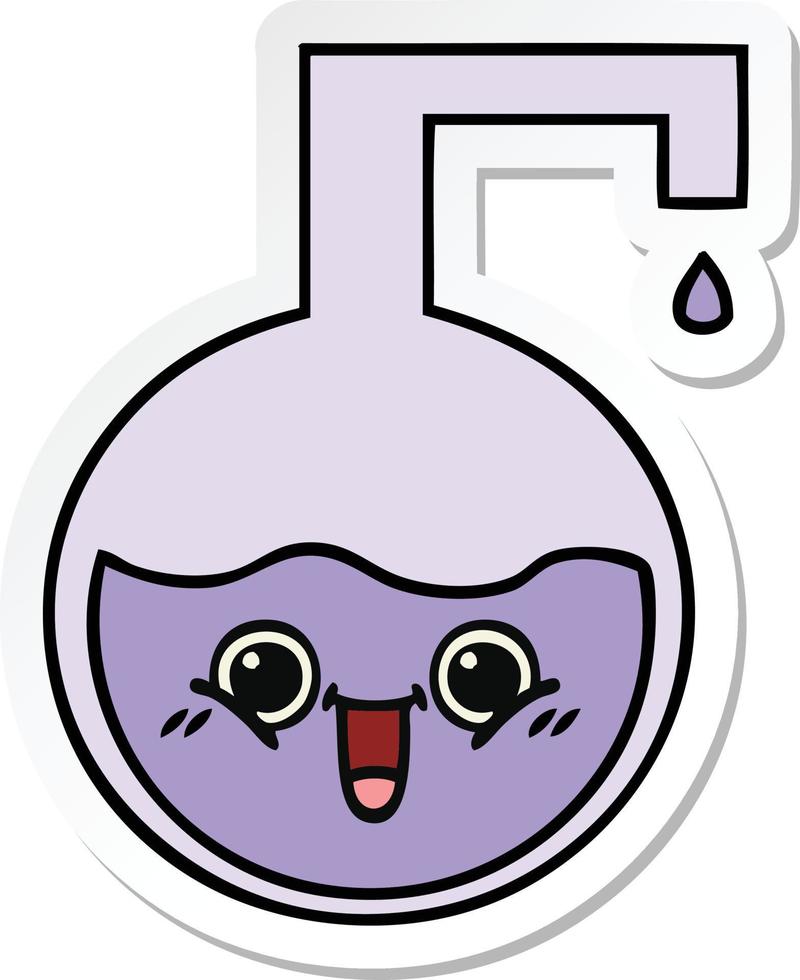 sticker of a cute cartoon science experiment vector