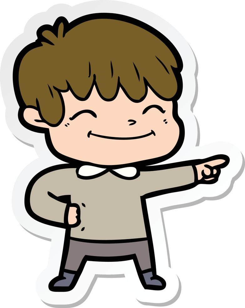 sticker of a cartoon happy boy vector