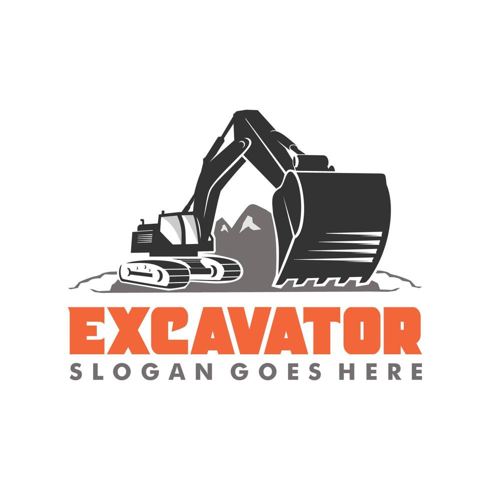 Excavator logo template, heavy equipment for construction logo vector