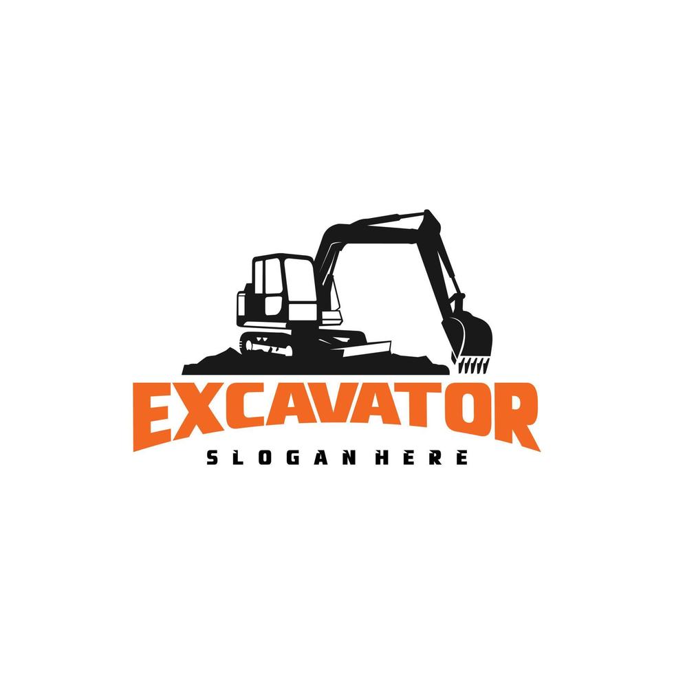 Excavator logo template, heavy equipment for construction logo vector