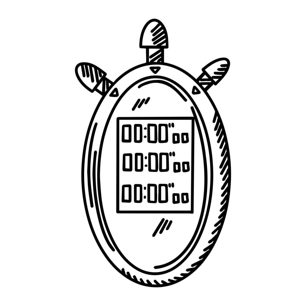 Digital Stopwatch sketched isolated. Timer in hand drawn style. vector