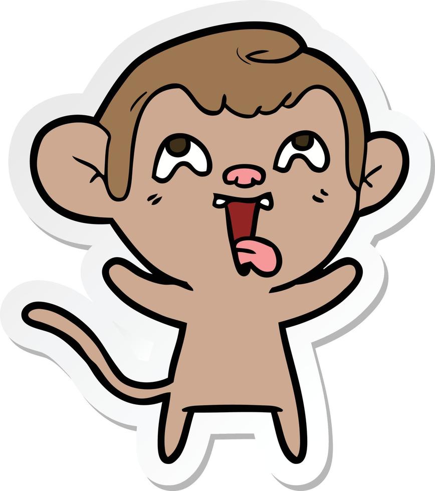 sticker of a crazy cartoon monkey vector
