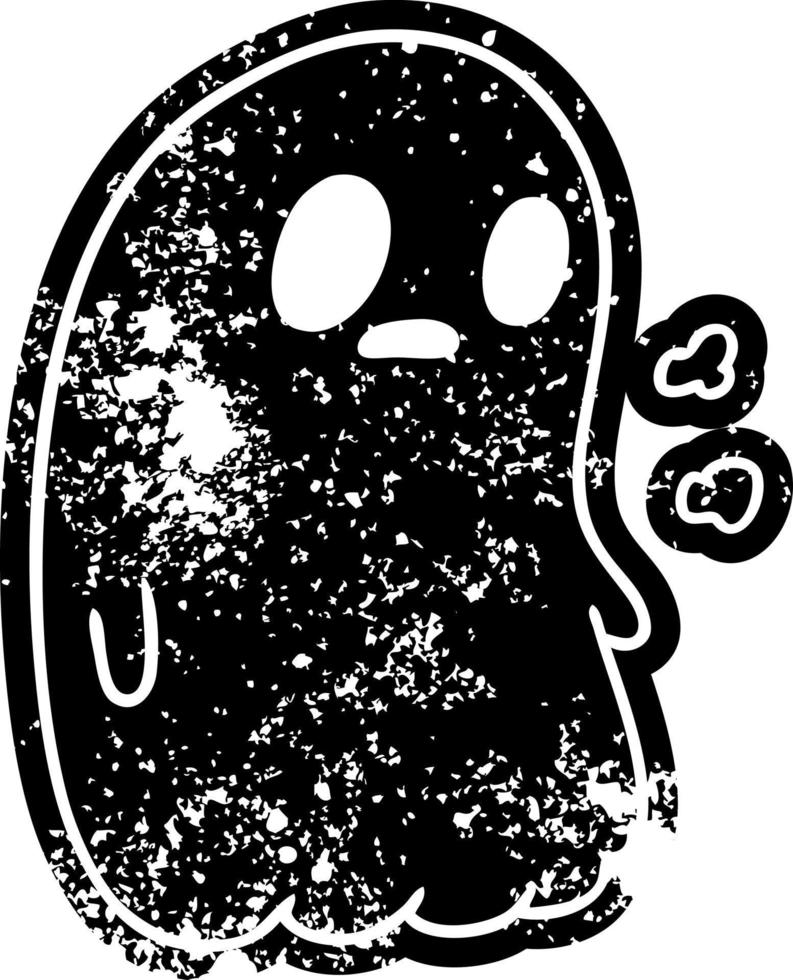 grunge icon of a kawaii cute ghost vector