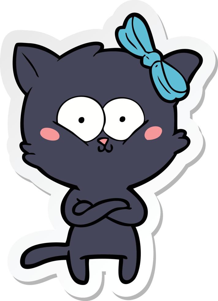 sticker of a cartoon cat vector