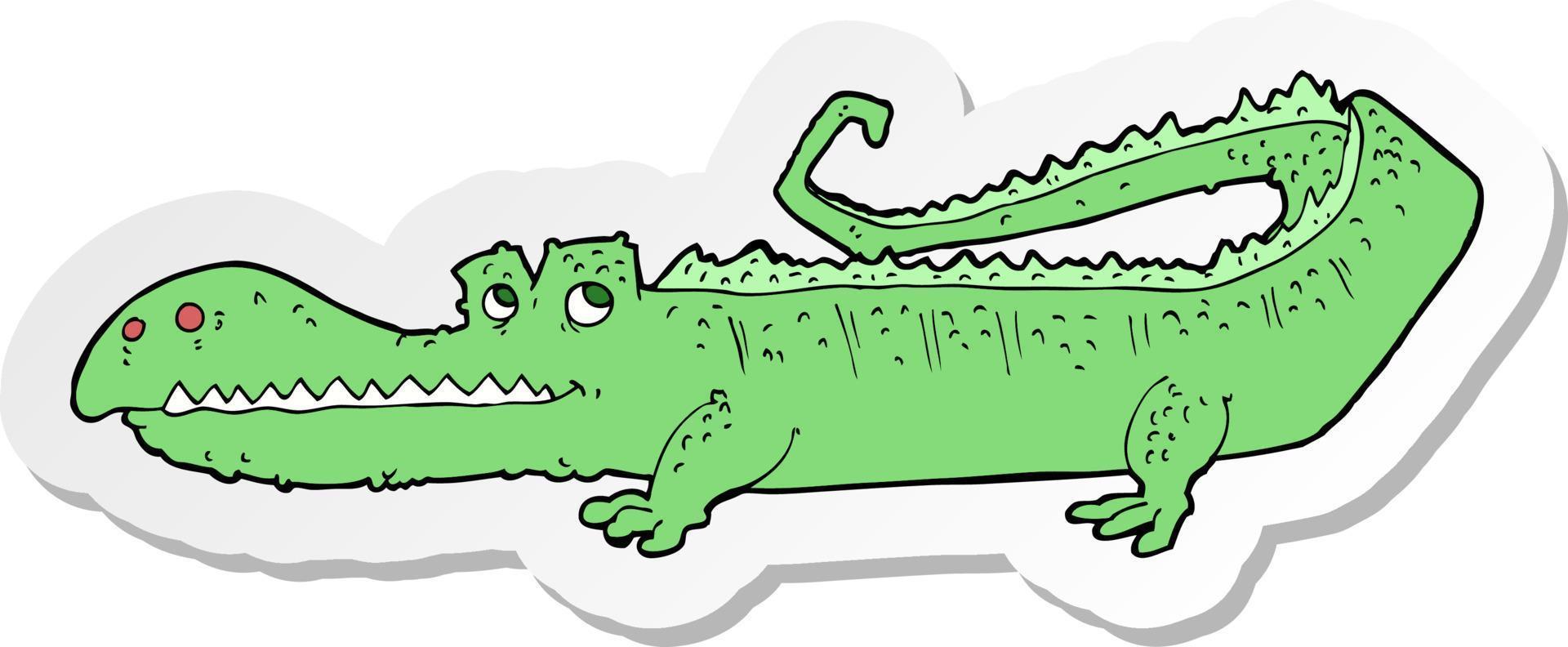 sticker of a cartoon crocodile vector