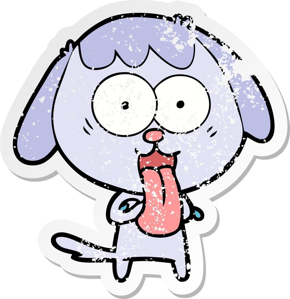 distressed sticker of a cute cartoon dog vector