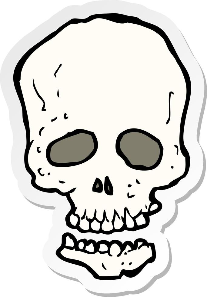 pegatina de un cráneo de dibujos animados vector