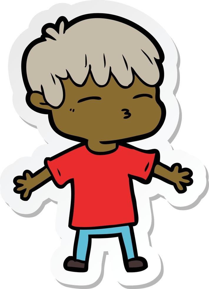 sticker of a cartoon curious boy vector