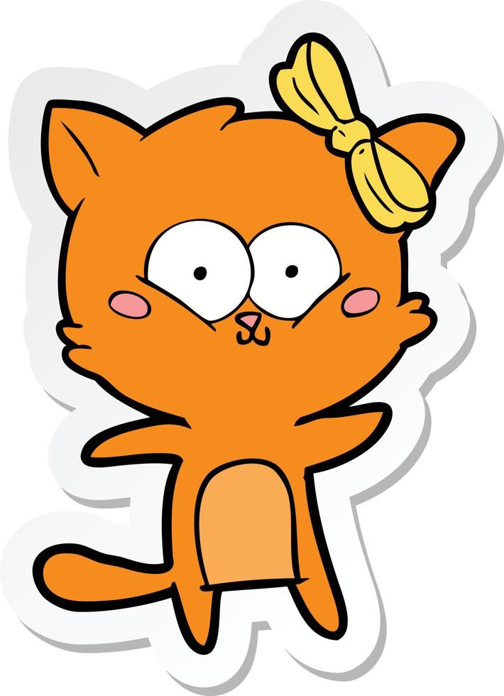 sticker of a cartoon cat vector