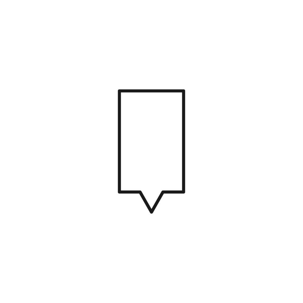 signo simple en blanco y negro. ilustración minimalista monocromática adecuada para aplicaciones, libros, plantillas, artículos, etc. icono de línea vectorial de burbuja de voz rectangular con cola en la parte inferior vector