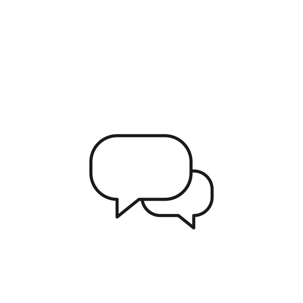 Black and white simple sign. Monochrome minimalistic illustration suitable for apps, books, templates, articles etc. Vector line icon of speech bubbles in form of rounded rectangle