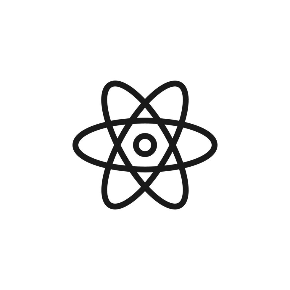 Science and education sign. Minimalistic monochrome vector symbol. Suitable for adverts, sites, articles, books. Vector line icon of react