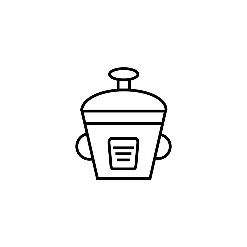 Household and daily routine concept. Single outline monochrome sign in flat style. Editable stroke. Line icon of multicooker vector
