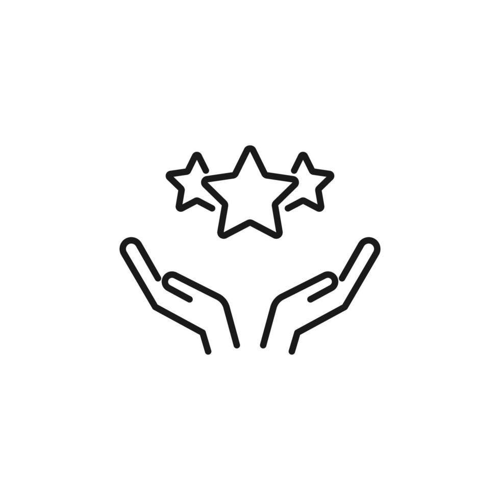 Charity and philanthropy concept. Hight quality sign drawn with thin line. Suitable for web sites, stores, internet shops, banners etc. Line icon of stars over opened hands vector