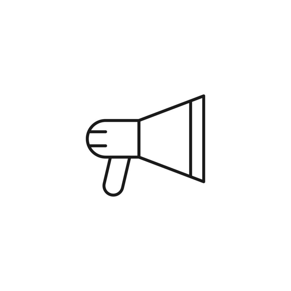 Social media concept. Vector symbol drawn with black thin line. Editable stroke. Suitable for articles, web sites etc. Line icon of loud speaker