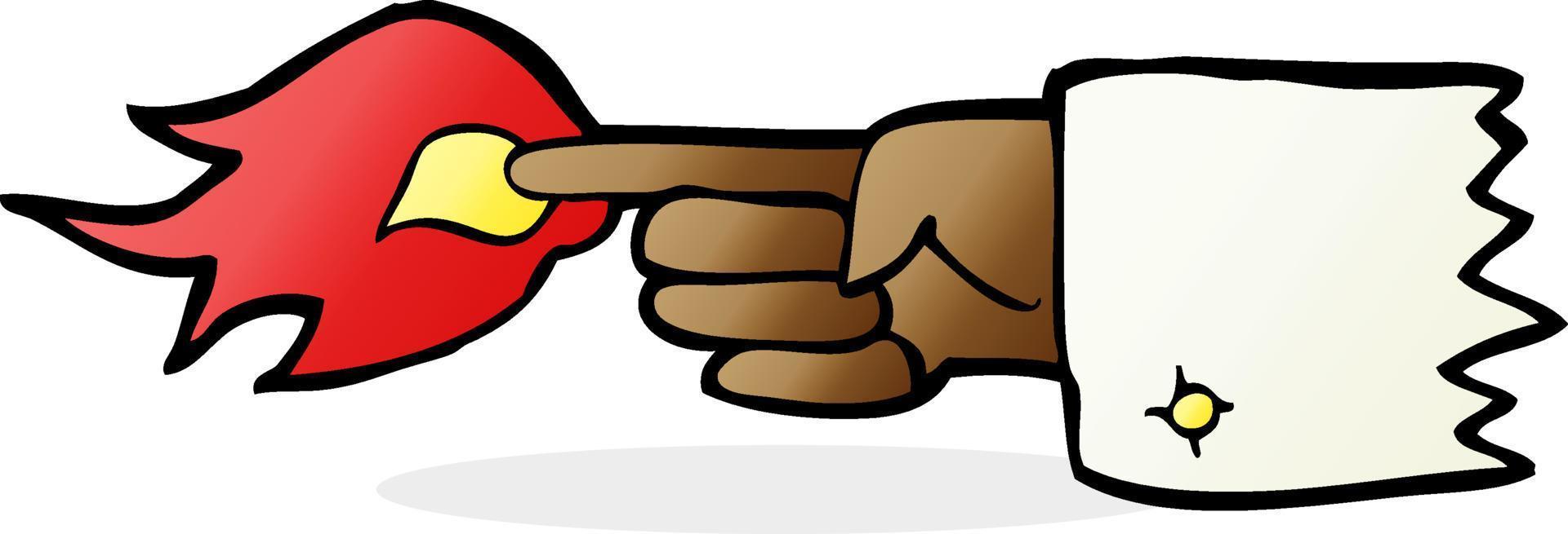 cartoon flaming pointing finger symbol vector