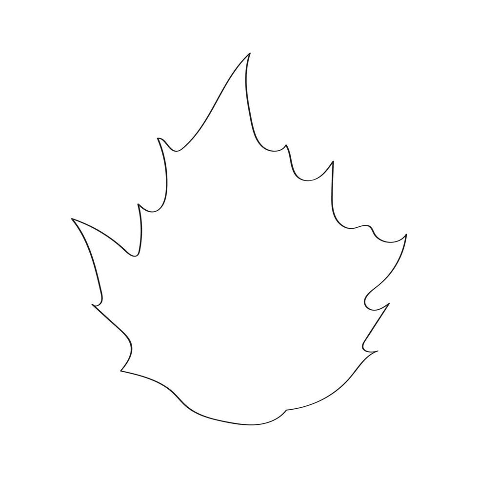 Line monochrome illustration of leaf of tree with sharp edges. Suitable for signboards, shops, banners, books etc. Vector silhouette.