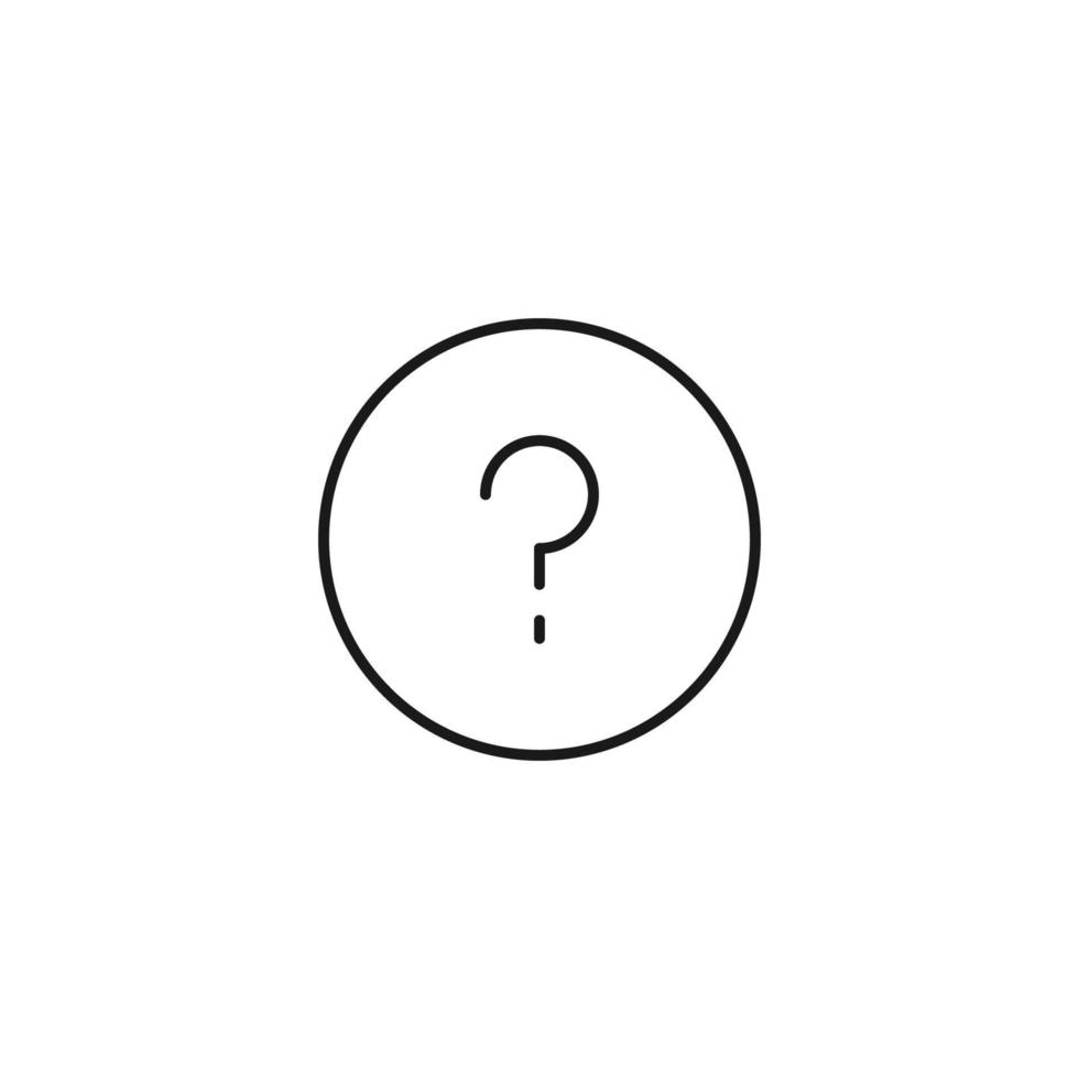 Interface of web site signs. Minimalistic outline symbol drawn with black thin line. Suitable for apps, web sites, internet pages. Vector line icon of question mark