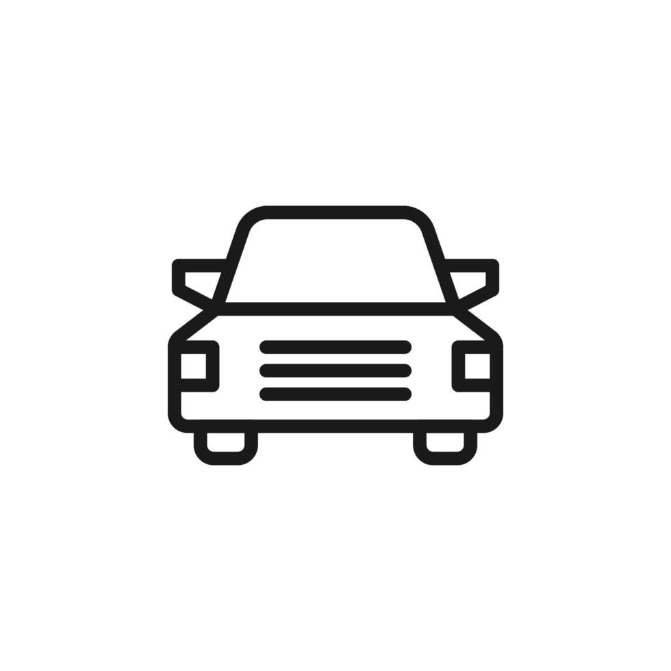 Road, transport, traffic sign. Vector symbol perfect for adverts, store, shops, books. Editable stroke. Line icon of front view of car