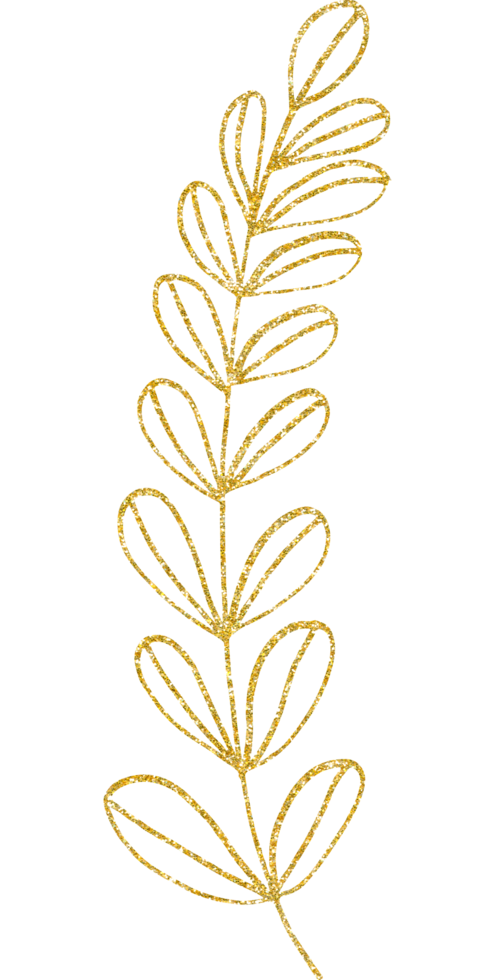 gouden glitter bloem en blad png