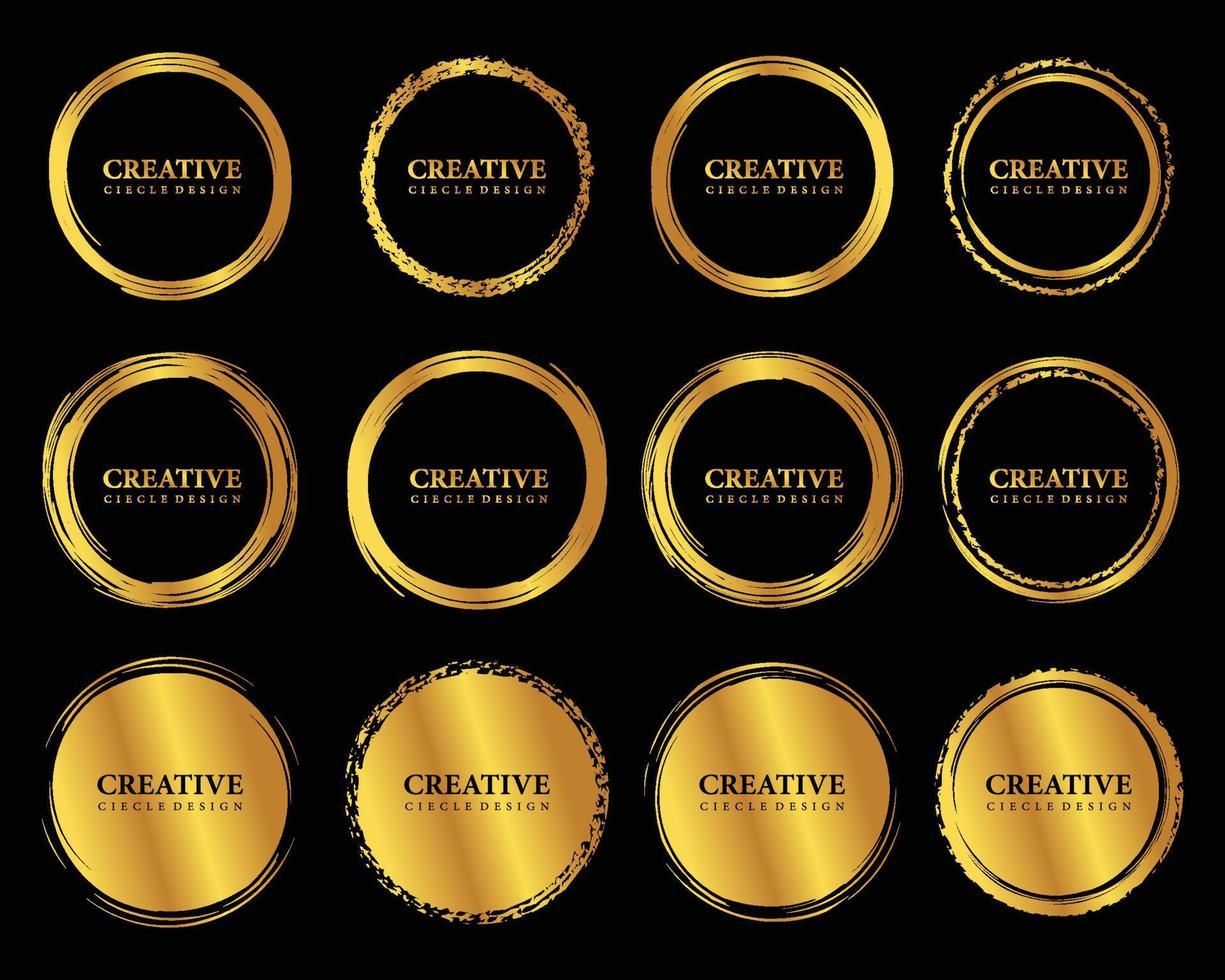 Set of Hand Drawn Circles Gold design elements vector template