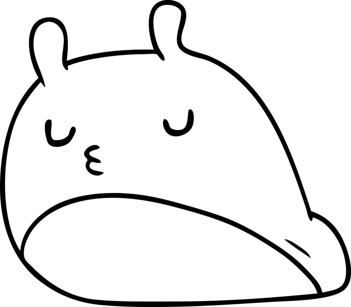 line drawing kawaii fat cute slug vector