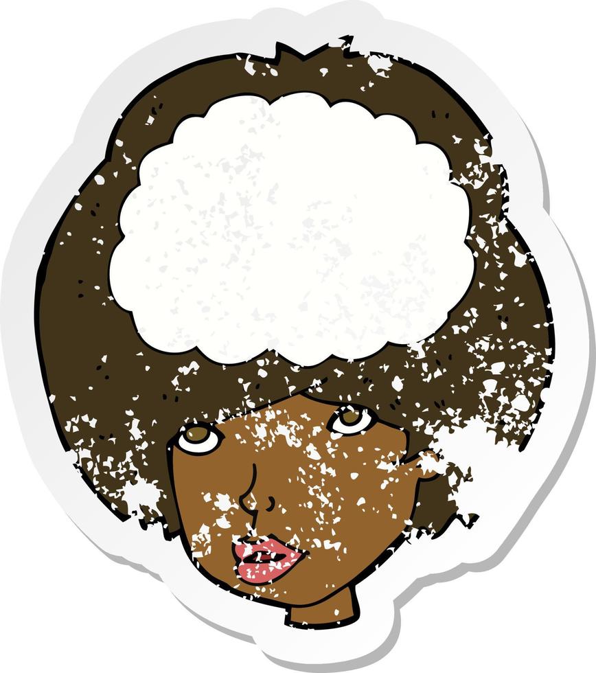 retro distressed sticker of a cartoon empty headed woman vector