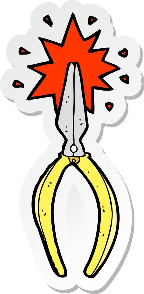 sticker of a cartoon pliers vector