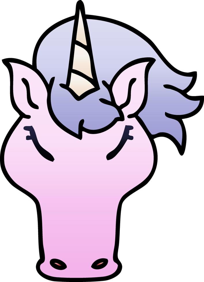 quirky gradient shaded cartoon unicorn vector