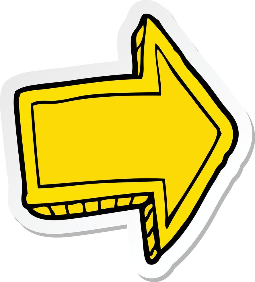 sticker of a cartoon pointing arrow vector