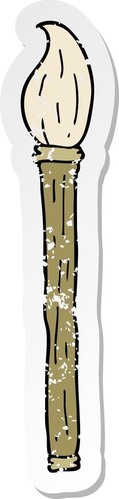 distressed sticker of a cartoon paint brush vector