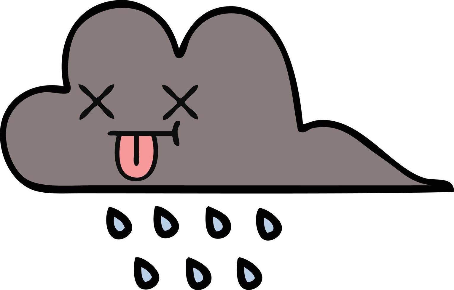 cute cartoon storm rain cloud vector