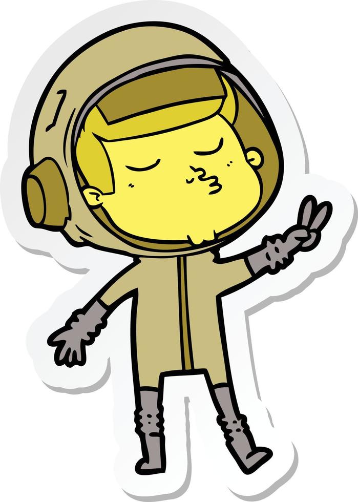 sticker of a cartoon confident astronaut vector