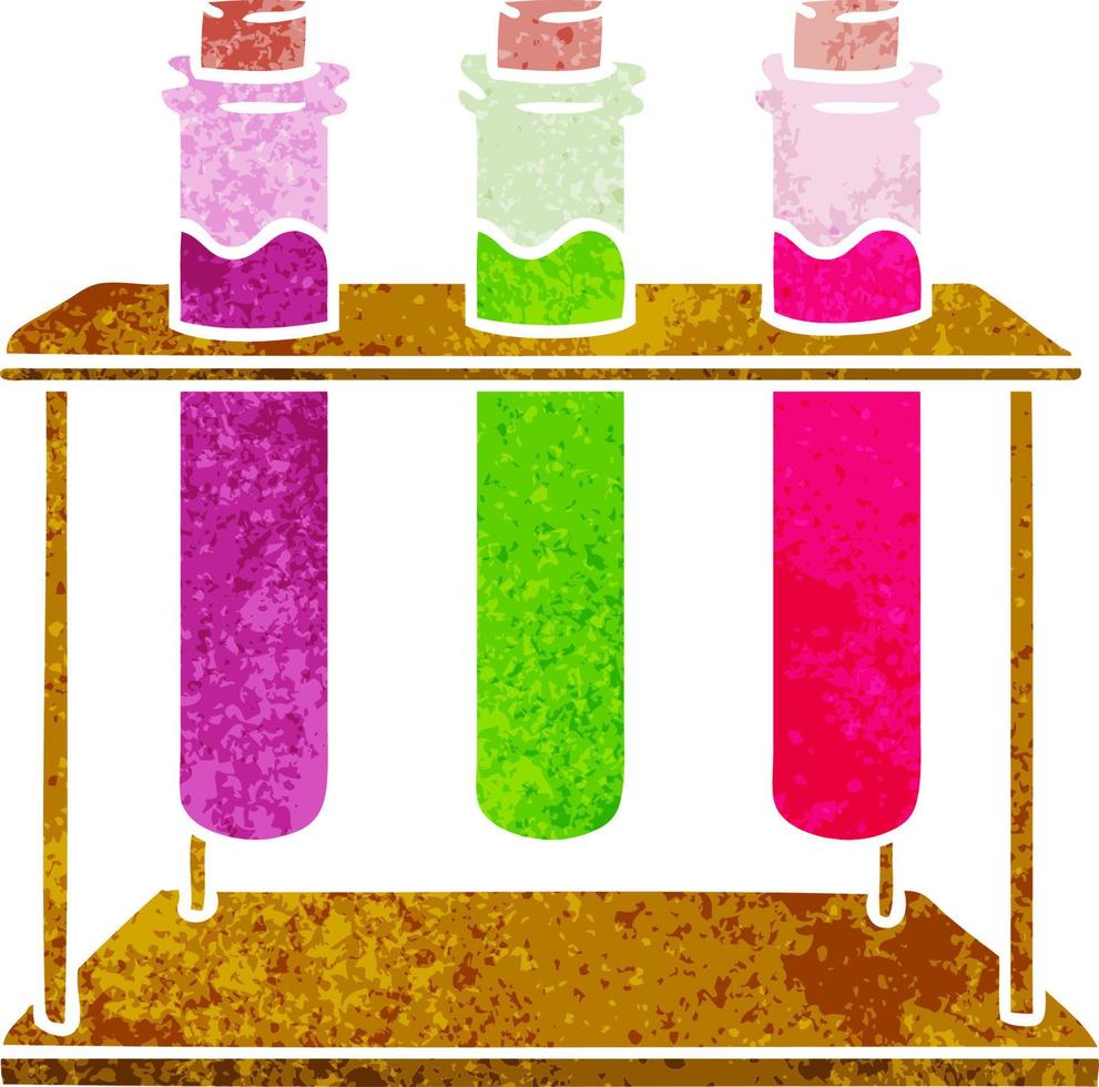 retro cartoon doodle of a science test tube vector