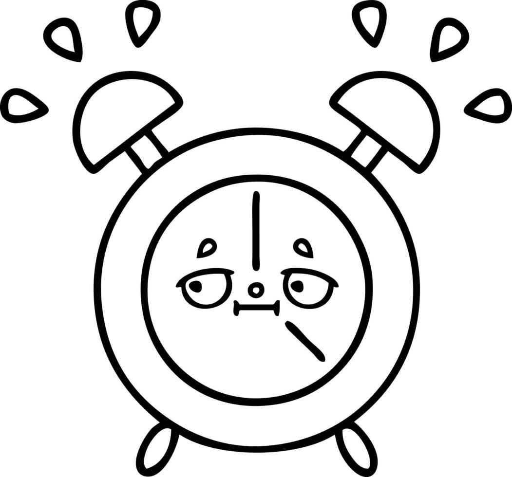 line drawing cartoon alarm clock vector