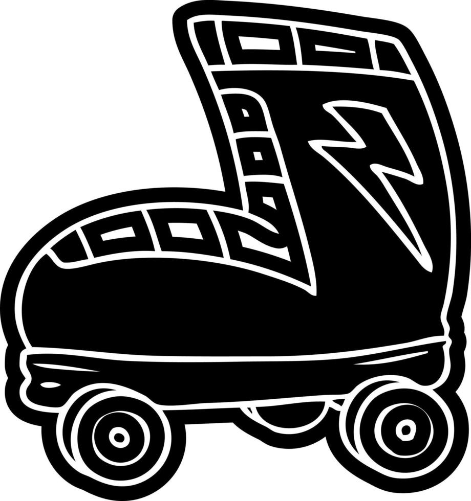 cartoon icon drawing roller skate boot vector