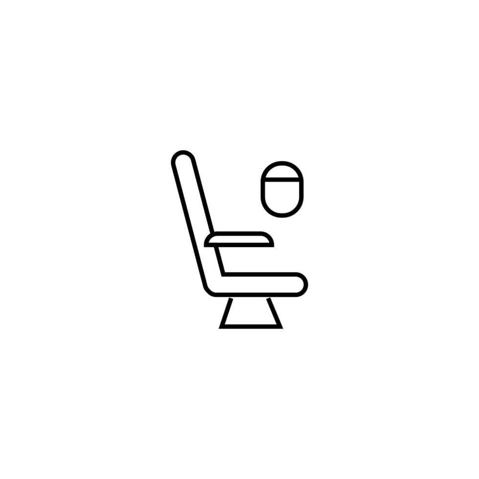 Travel, vacation and summer holiday concept. Vector outline symbol for sites, advertisement, stores etc. Line icon of window and seat in airplane cabin