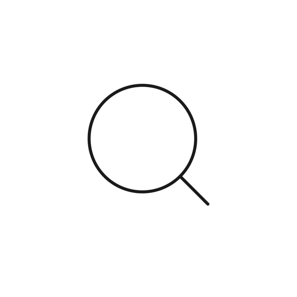 Interface of web site signs. Minimalistic outline symbol drawn with black thin line. Suitable for apps, web sites, internet pages. Vector line icon of magnifying glass