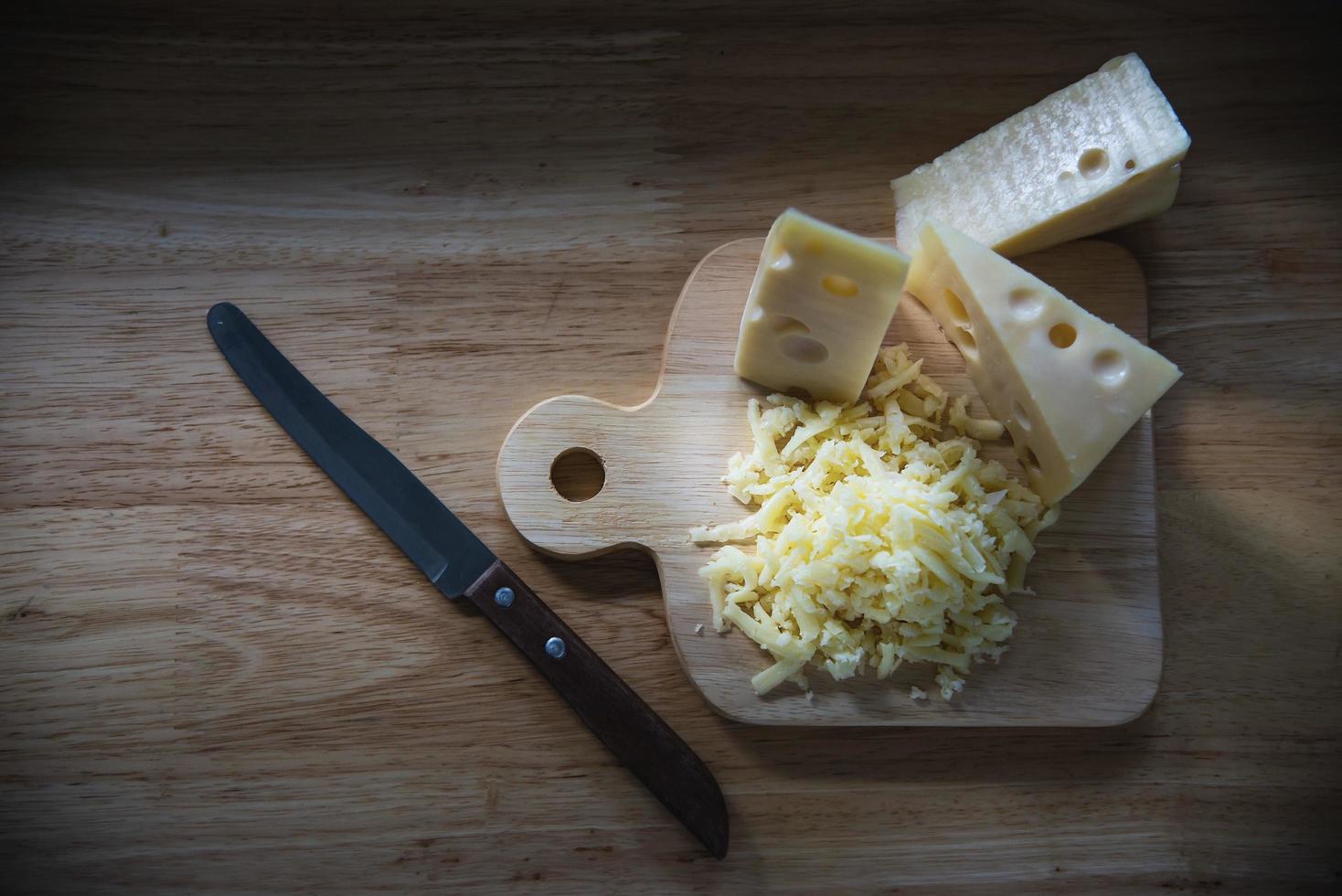 Beautiful cheeses in the kitchen - cheese food preparing concept photo
