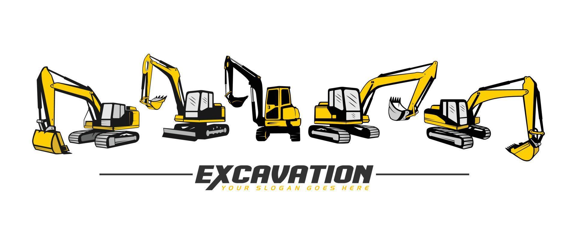 Excavator logo template, heavy equipment for construction logo vector