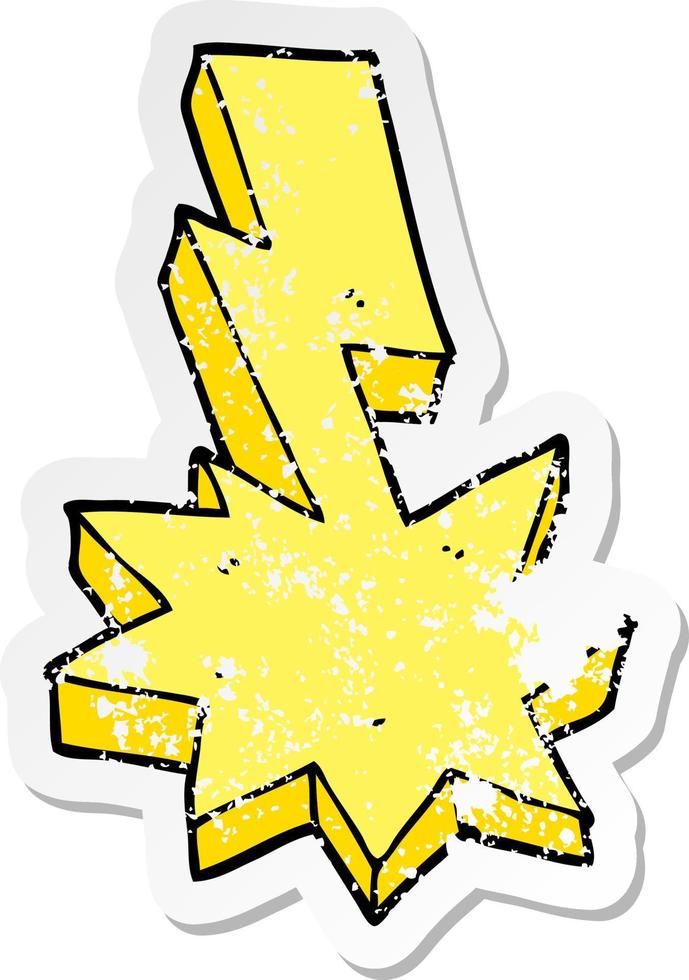 distressed sticker of a cartoon lightning strike vector