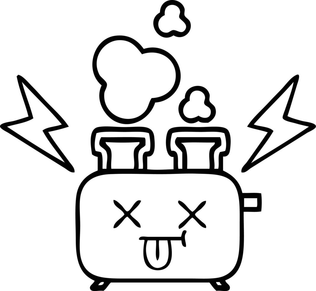 line drawing cartoon of a toaster vector